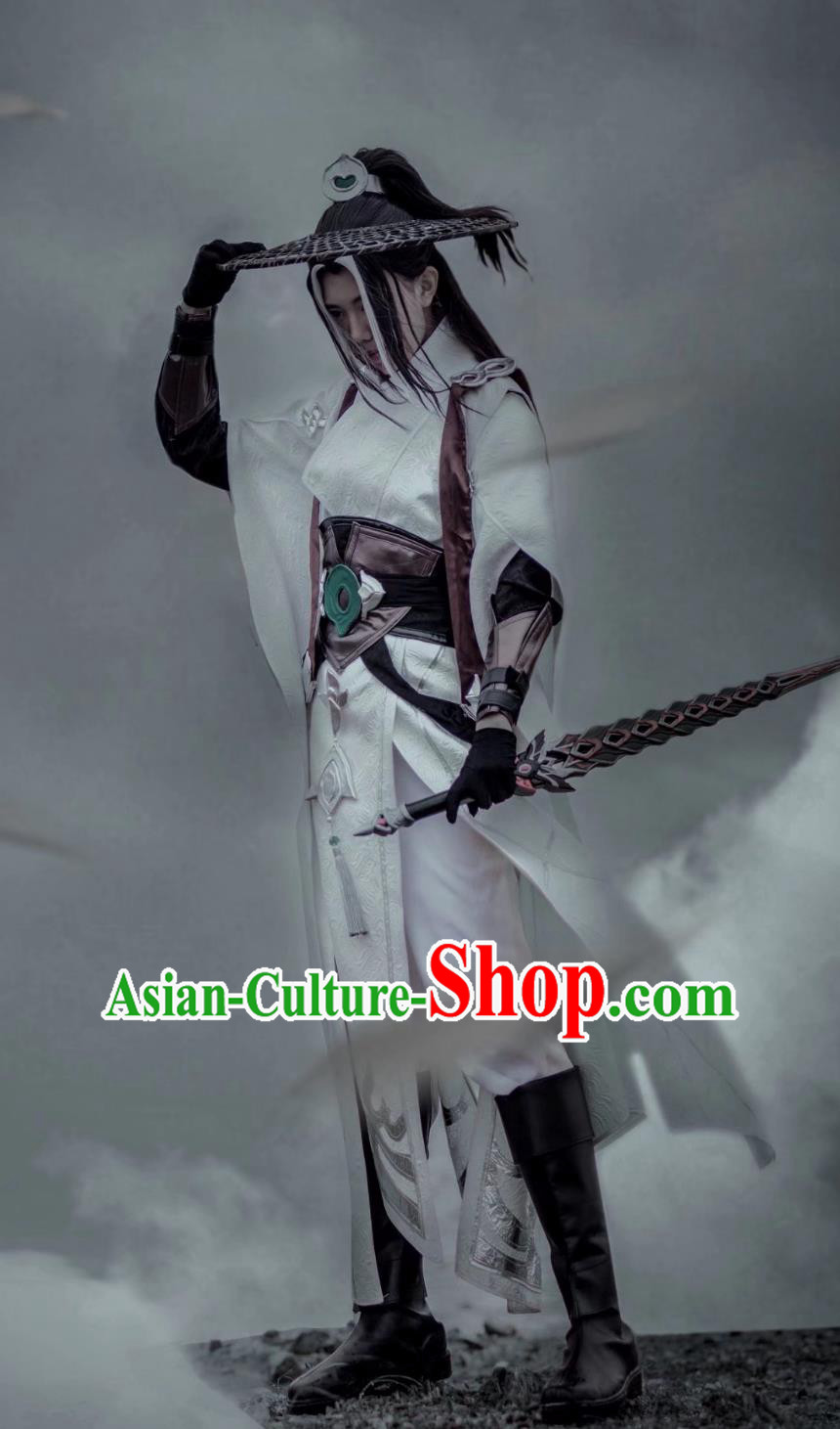 Ancient Chinese Swordsman Costume China Online Game Sword Heroes Fate Cosplay Young Hero White Outfit