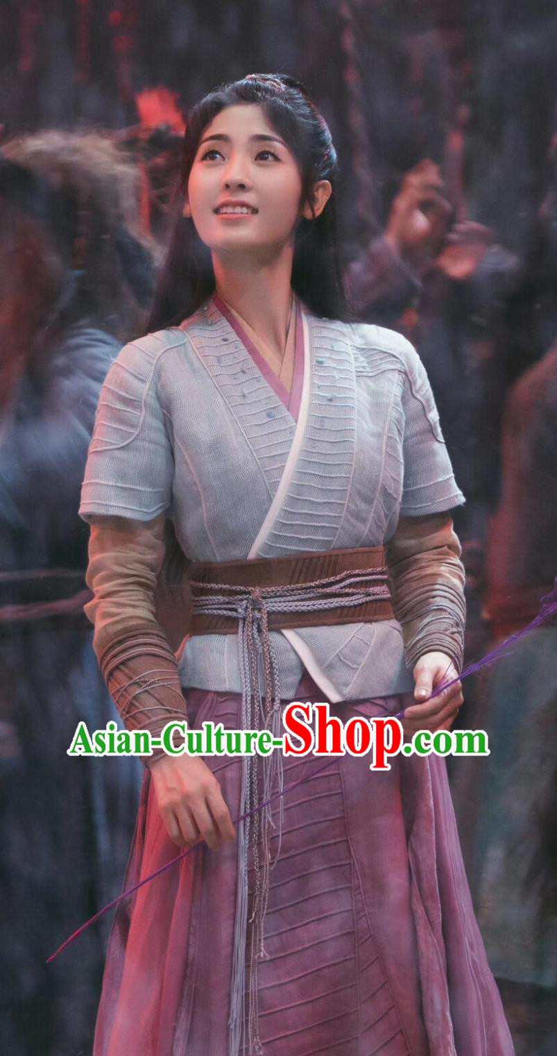 Traditional Chinese Hanfu Dress TV Series Drama Burning Flames Heroine Bai Cai Costume Ancient China Swordswoman Clothing