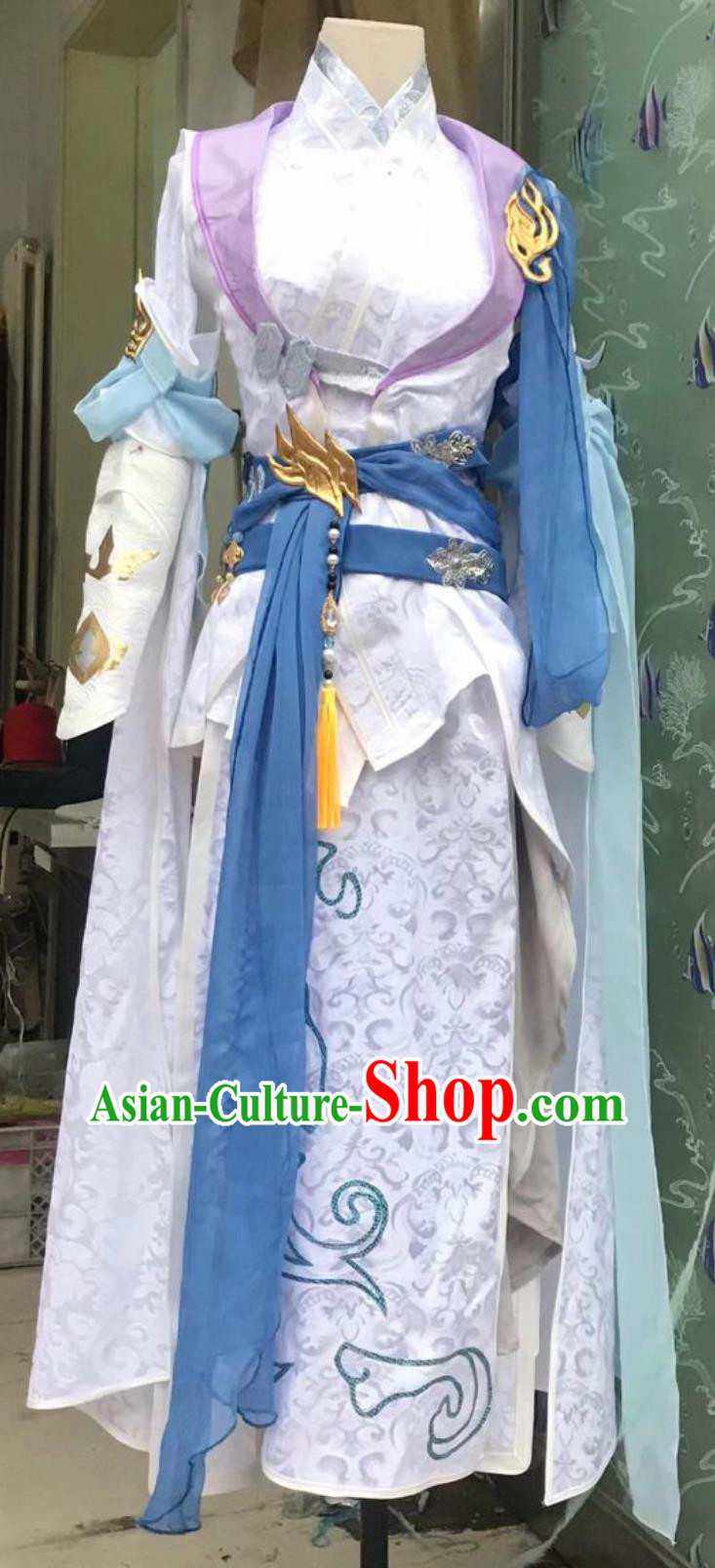 China Wuxia Swordswoman Dress Ancient Chinese Clothing Cosplay Online Game Sword Heroes Fate Costume