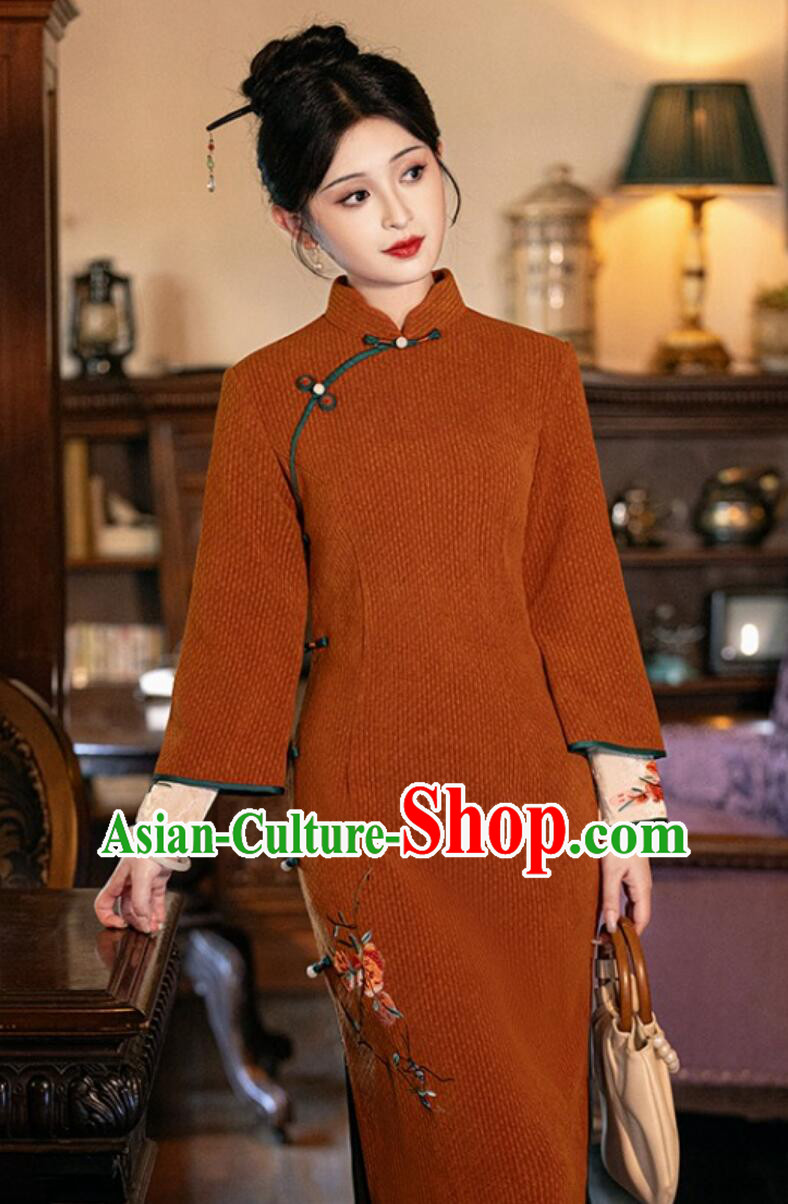 China Classical Cheongsam Traditional Chinese Clothing Embroidered Modern Qipao Dress