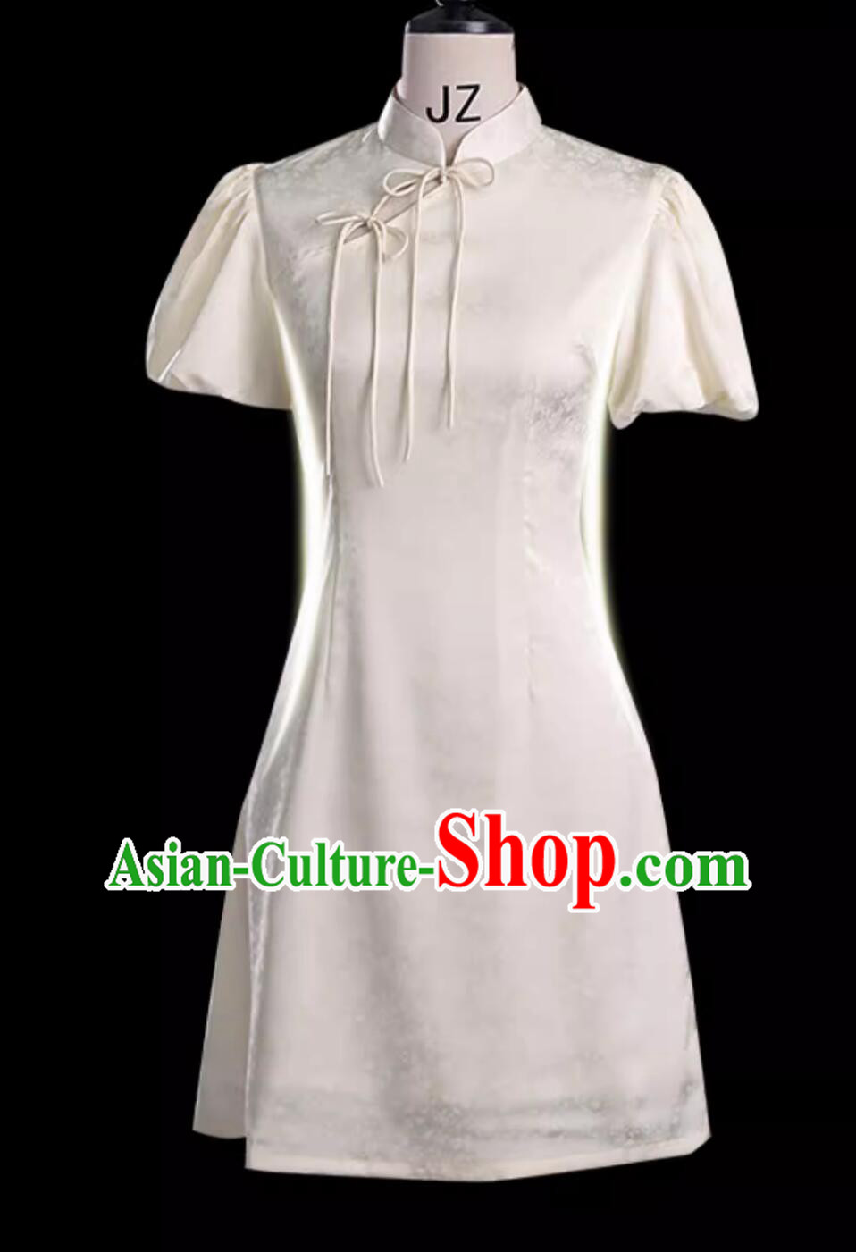 China Short Sleeve Qipao Dress Modern White Cheongsam Traditional Chinese Clothing