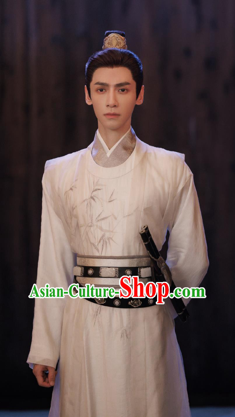 TV Series Drama Follow Your Heart Jiang Xin Bai Costume Ancient China Royal Prince Clothing Traditional Chinese Tang Dynasty Childe White Garment