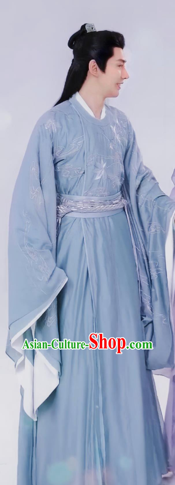 TV Series Drama Lost You Forever Master Tushan Jing Costume Ancient China Noble Childe Clothing Traditional Chinese Blue Hanfu