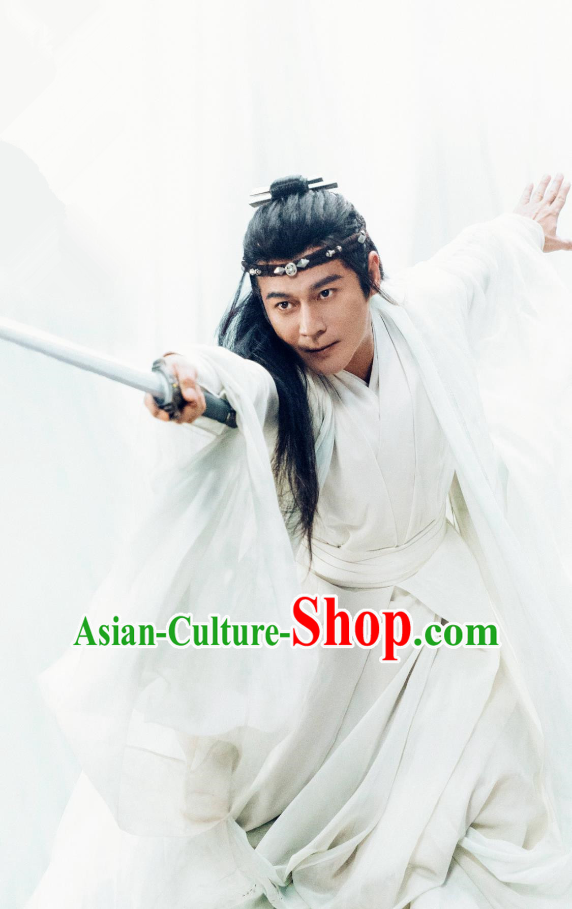 Ancient China Swordsman Clothing Traditional Chinese White Hanfu TV Series Qing Yu Nian Warrior Ying Zi Costume