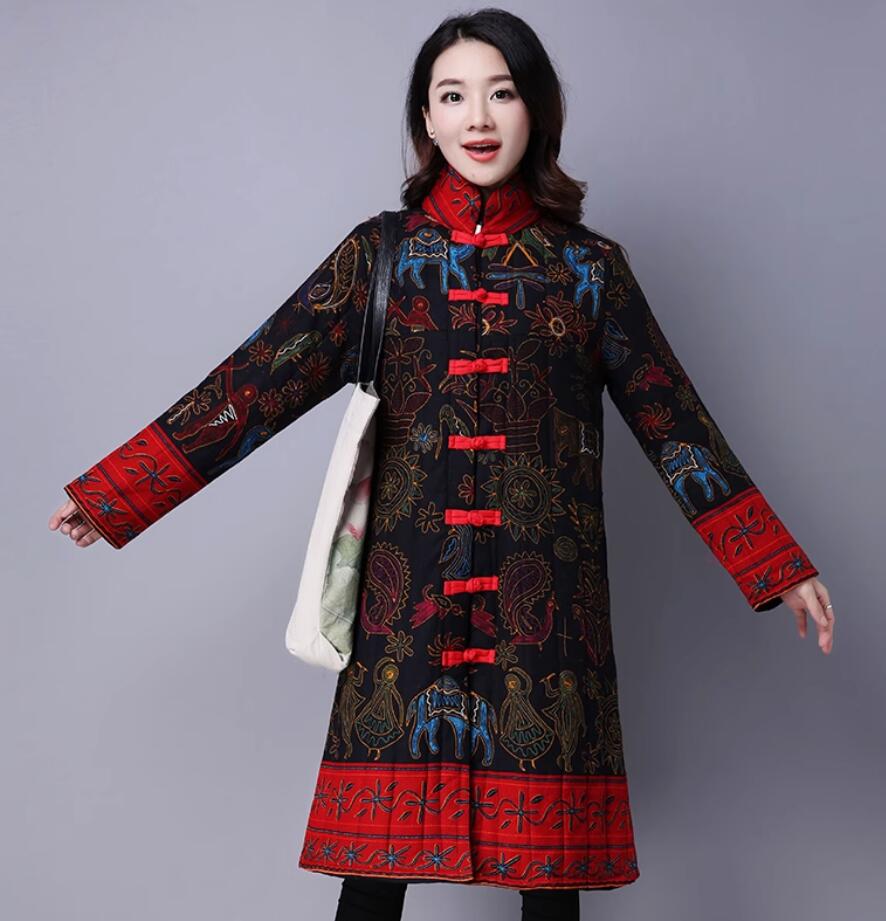 Traditional Chinese National Coat China Winter Costume Tang Suit Plated Buttons Upper Outer Garment