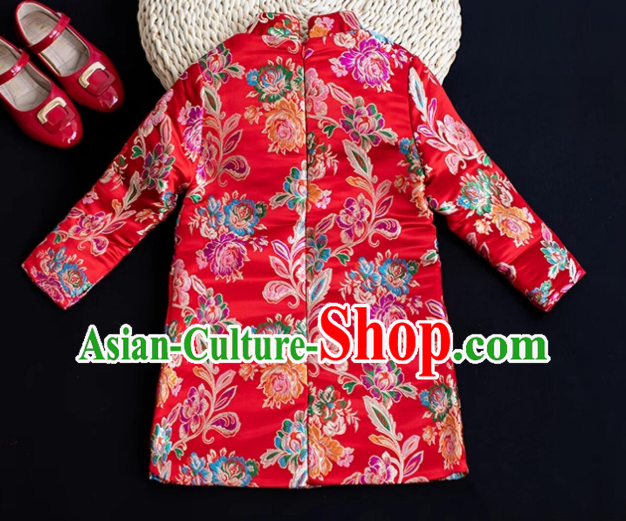 Traditional Chinese Clothing Children Qipao Red Brocade Cheongsam China Classical Dress