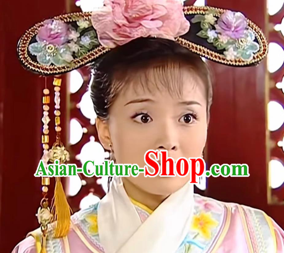 Traditional Chinese Qing Dynasty Manchu Woman Hat Ancient China Empress Qi Headgear TV Drama My Fair Princess Qing Er Headpiece