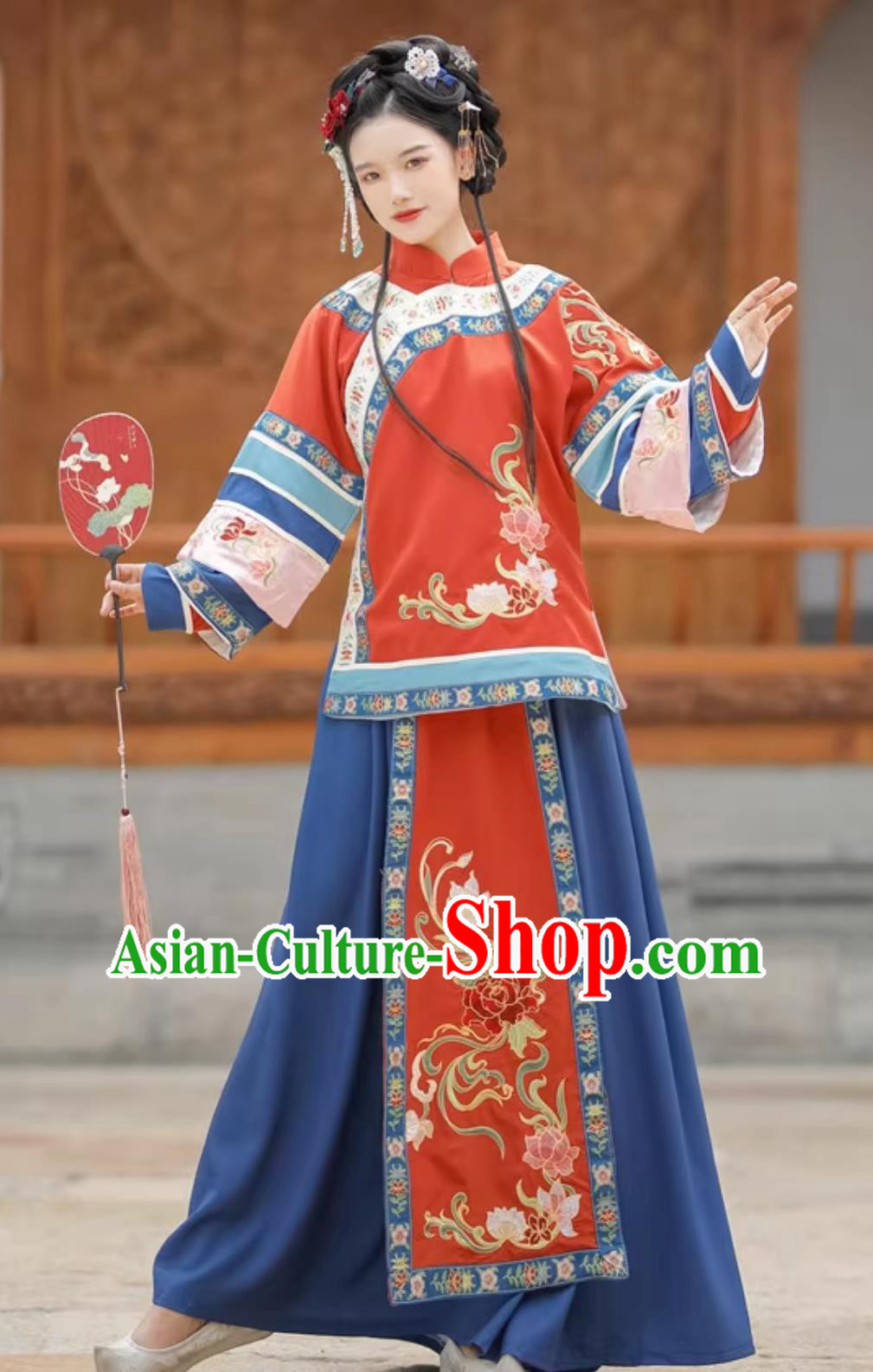 Ancient China Bride Costume Chinese Late Qing Dynasty Clothing Traditional Wedding Red Dress