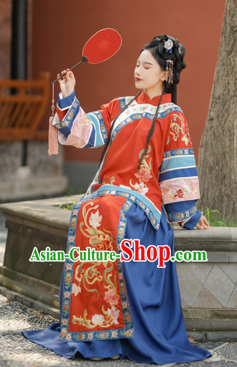 Ancient China Bride Costume Chinese Late Qing Dynasty Clothing Traditional Wedding Red Dress