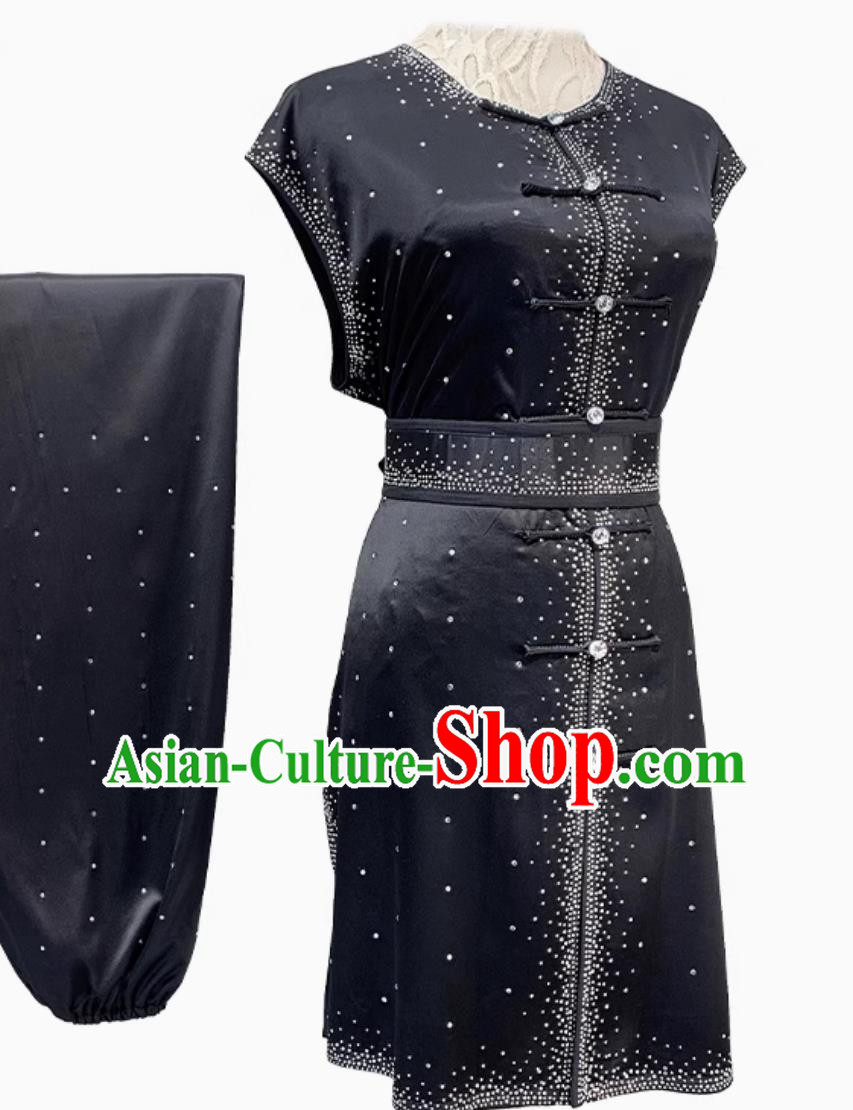 Chinese Martial Arts Uniform Wushu Tournament Black Outfit Nanquan Competition Clothing Traditional Kung Fu Costume