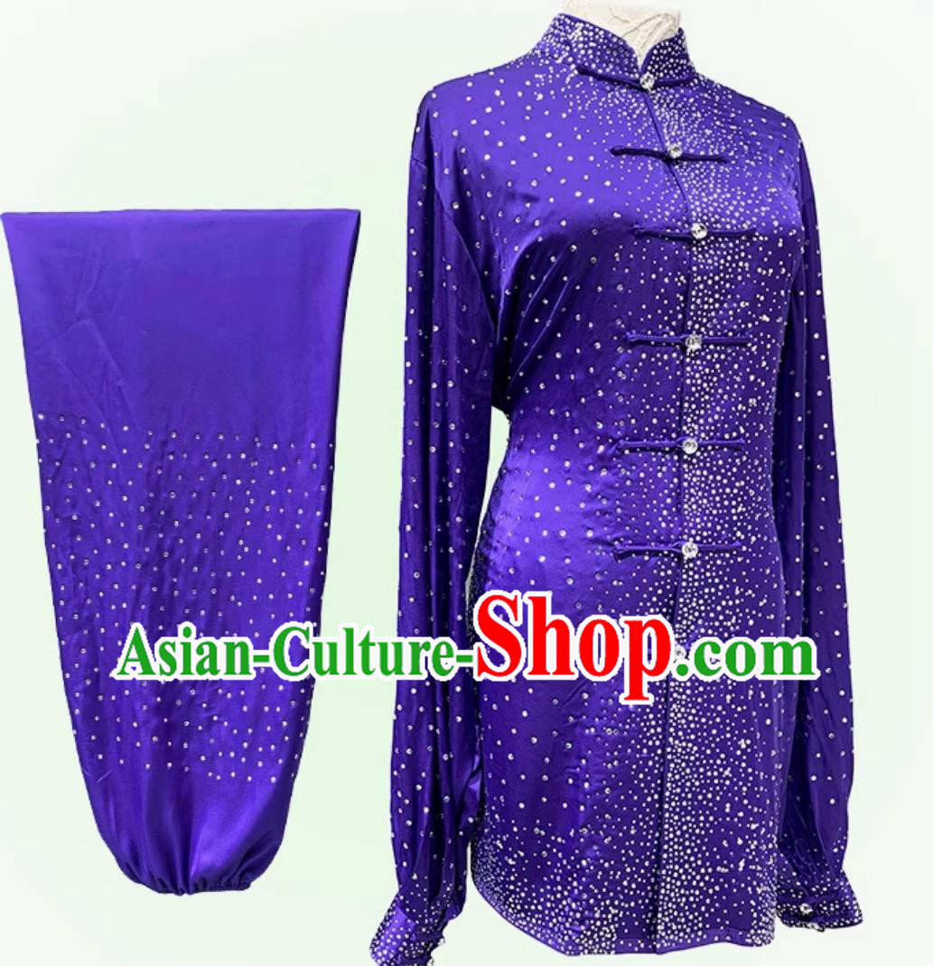 Chinese Tai Chi Training Purple Outfit Taiji Competition Clothing Traditional Martial Arts Costumes Eight Trigrams Boxing Performance Suit