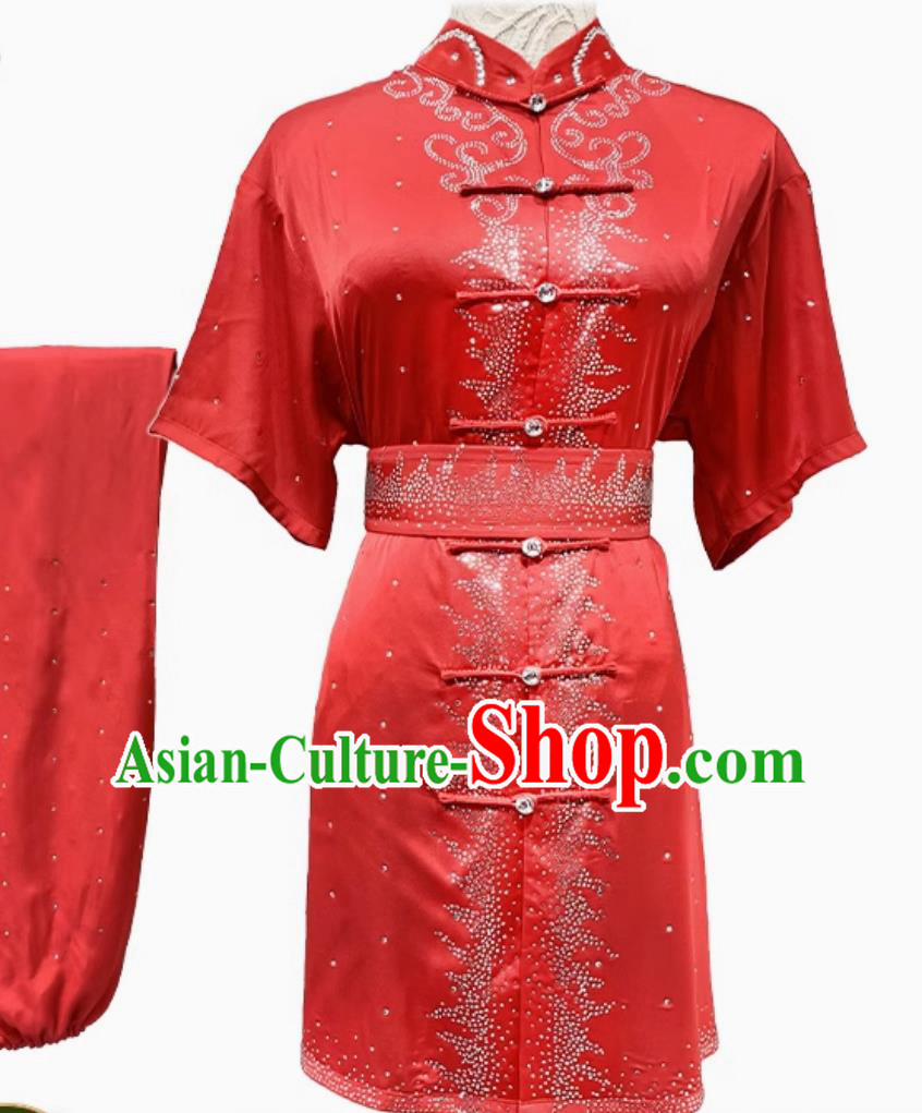 Top Wushu Competition Outfit Martial Arts Tournament Clothing Traditional Kung Fu Costume Chinese Changquan Red Uniform
