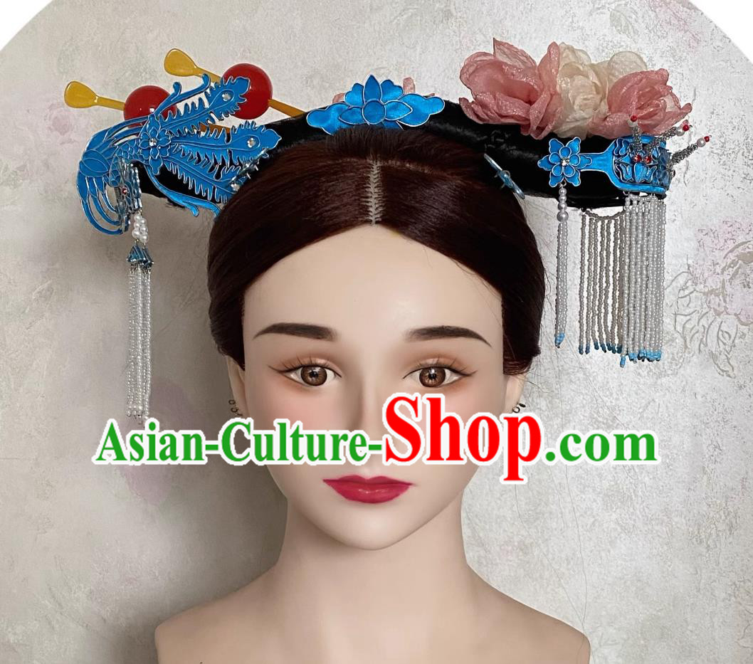 Traditional Chinese Headdress China Qing Dynasty Court Woman Headpiece TV Series Mei Hua Lao Princess Lan Xin Headgear