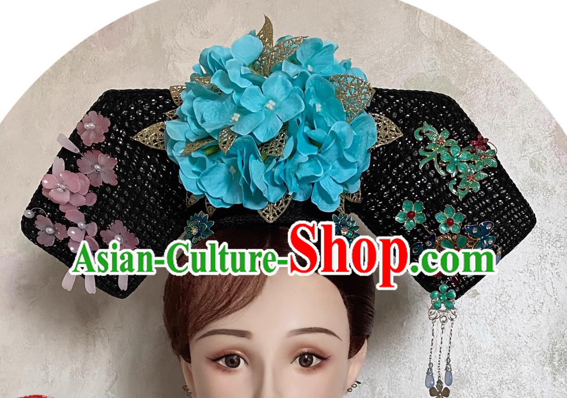 China Qing Dynasty Manchu Lady Hat Traditional Chinese Headdress TV Series My Fair Princess Qing Er Headgear