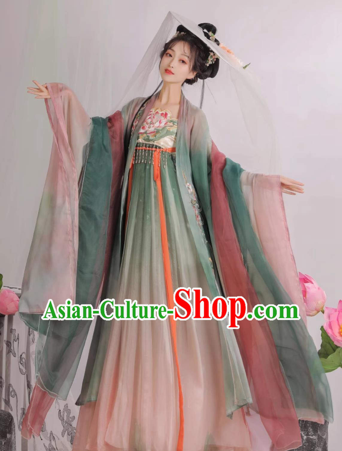 Chinese Tang Dynasty Princess Clothing Ancient China Lotus Fairy Costume Traditional Hanfu Dress