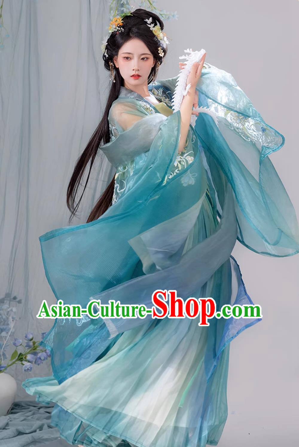 Chinese Song Dynasty Princess Clothing Ancient China Fairy Costume Traditional Blue Hanfu Dress