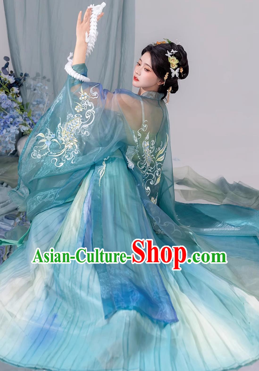 Chinese Song Dynasty Princess Clothing Ancient China Fairy Costume Traditional Blue Hanfu Dress