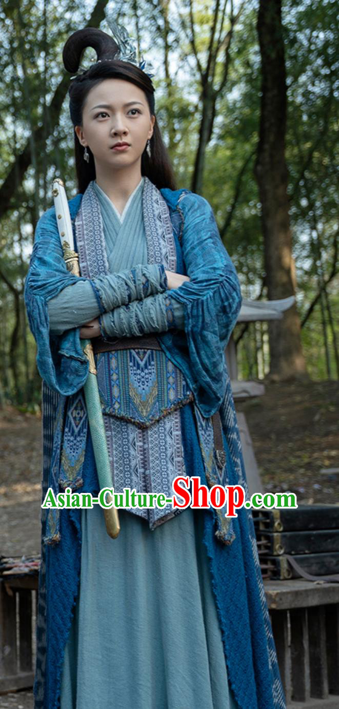 Traditional Chinese Hanfu TV Series Drama Tiger and Crane Demon Bender Shui Xian Costume Ancient China Swordswoman Clothing