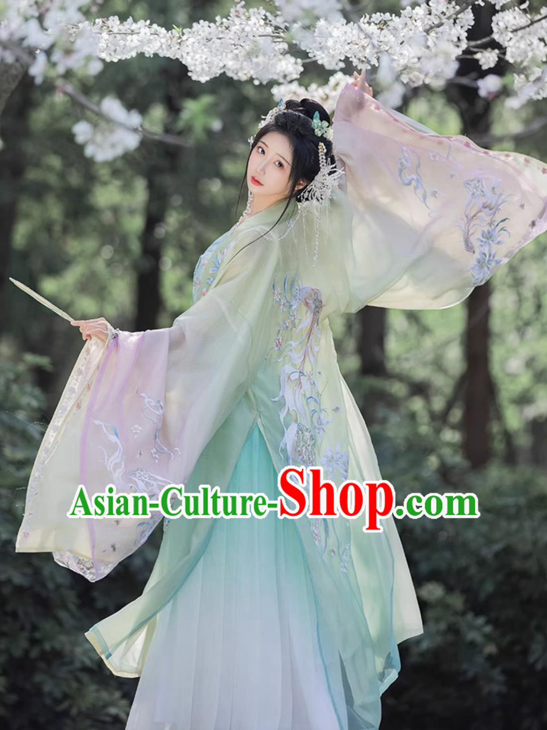 Chinese Song Dynasty Embroidered Epiphyllum Clothing Ancient China Princess Costume Traditional Hanfu Dress