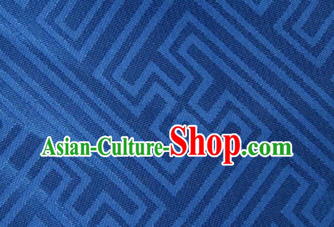 Traditional Chinese Fabric Tibetan Robe Brocade Buddhism Swastika Pattern Blue Cloth