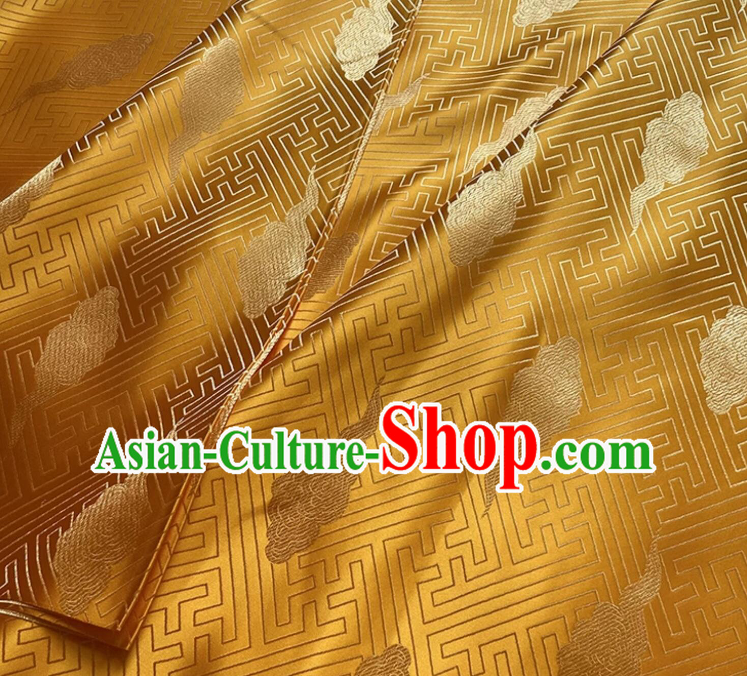 Buddhism Swastika Cloud Pattern Golden Cloth Traditional Chinese Fabric Classical Tibetan Robe Brocade