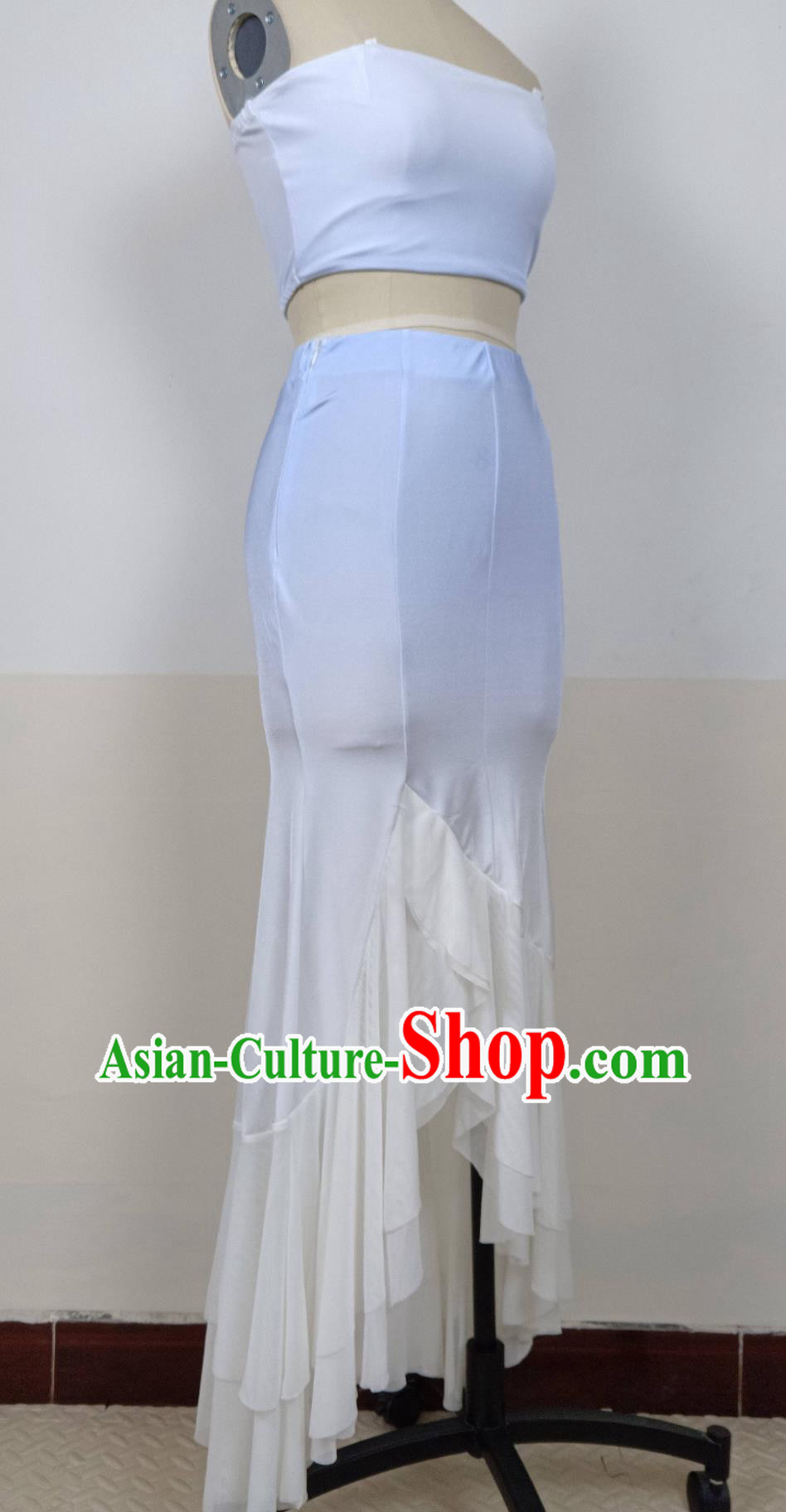 Chinese Ethnic Women Group Dance Blue Dress Yunnan Dai Nationality Peacock Dance Clothing Taoli Cup Dance Contest Costume