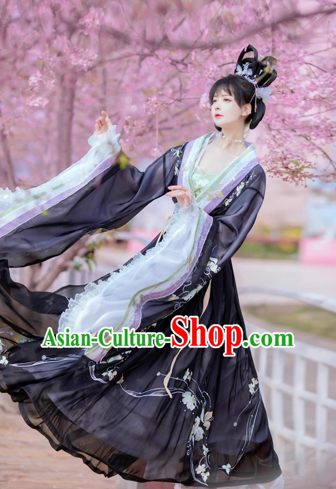 Jin Dynasty Princess Embroidered Clothing Traditional Chinese Black Hanfu Dress Ancient China Goddess Costume