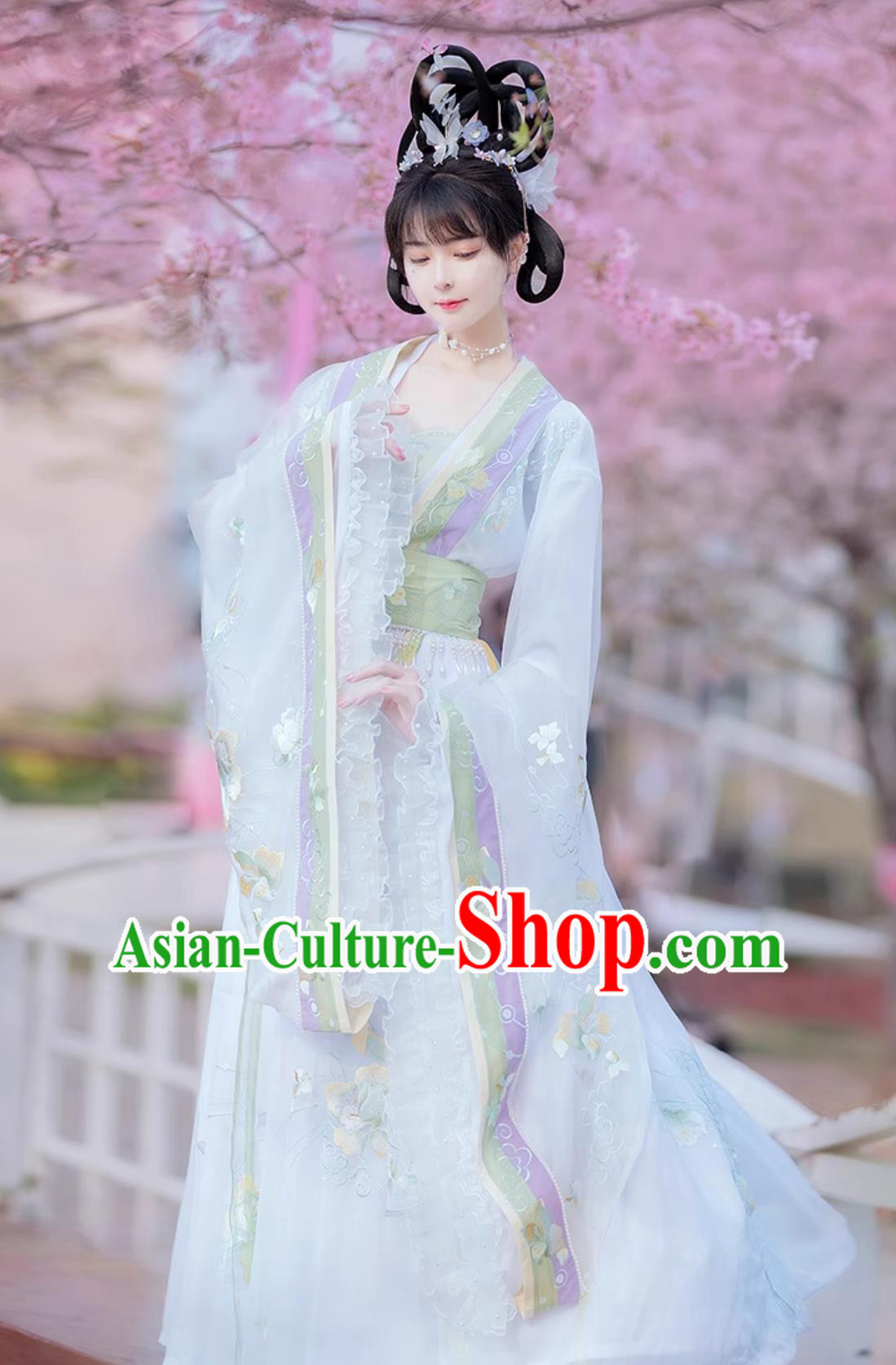 Traditional Chinese Jin Dynasty Princess Clothing Embroidered White Hanfu Dress Ancient China Goddess Costume