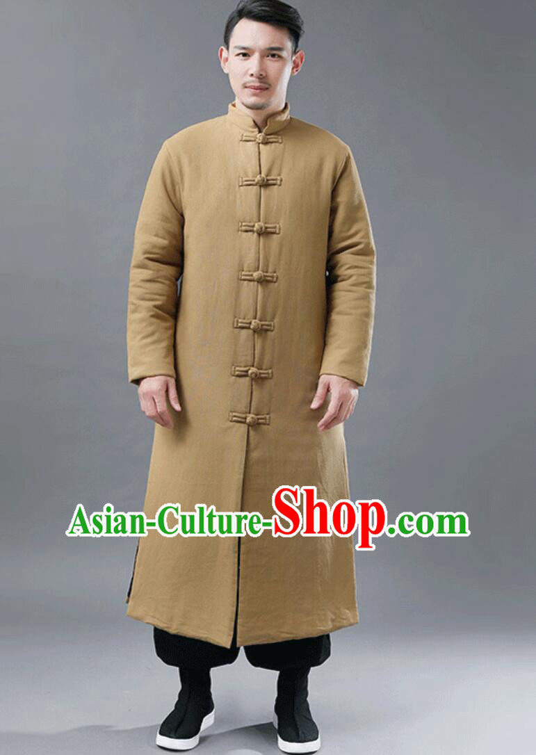 Chinese Tang Suit Cotton Padded Coat Traditional National Costume Winter Ginger Greatcoat