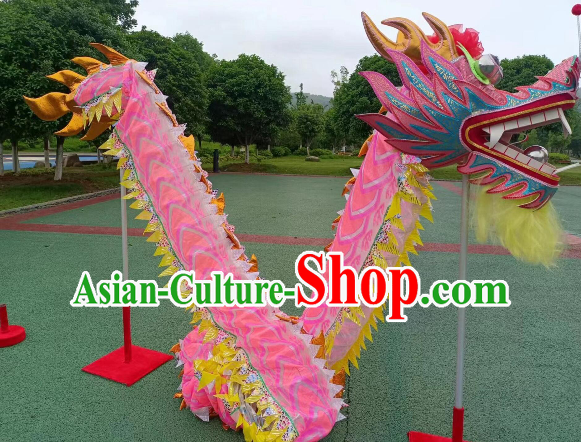 Traditional Net Dragon Dancing Props Chinese New Year Parade Dragon Dance Costume Handmade Pink Dragon Dance Equipment