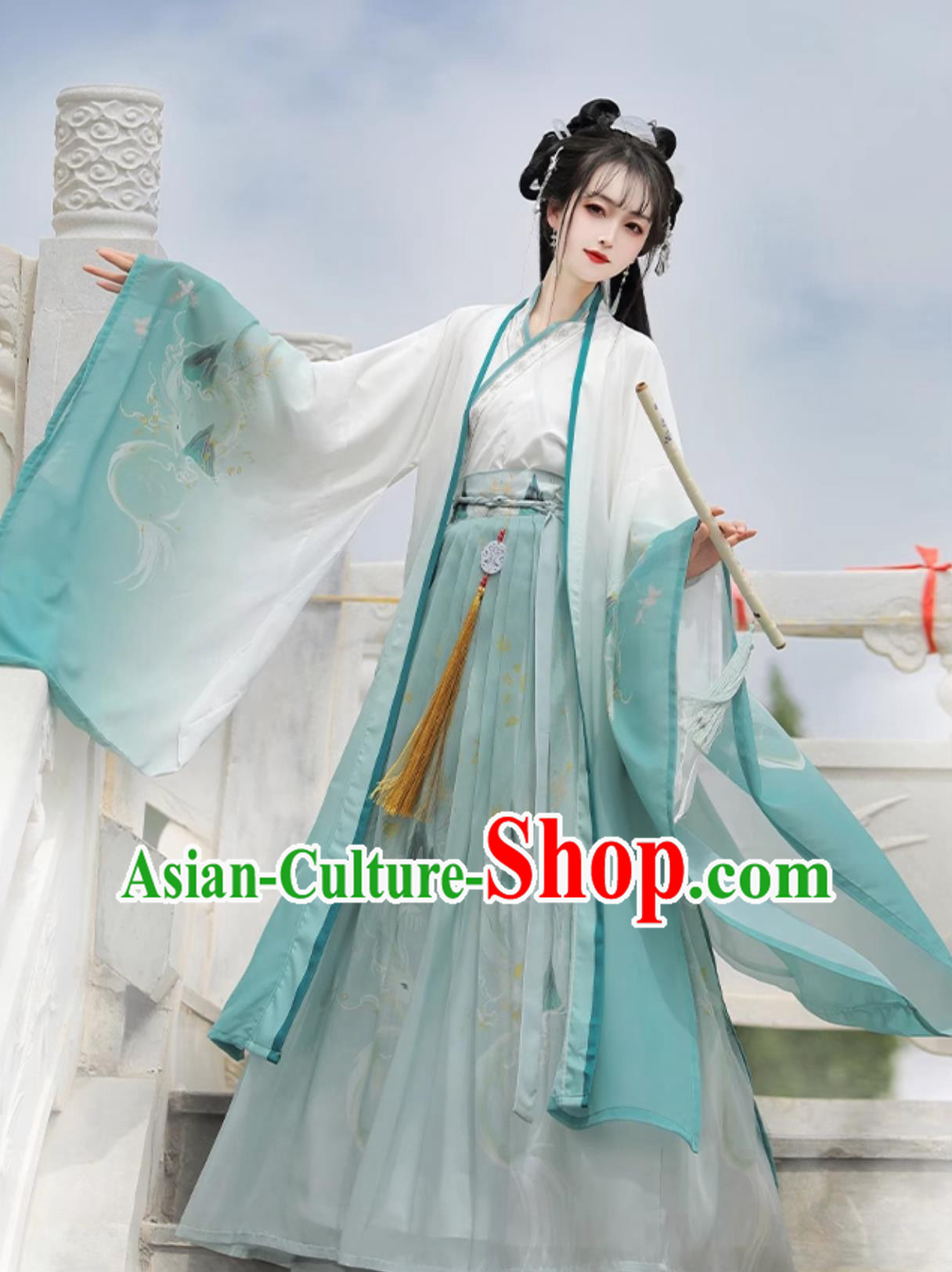 Traditional Green Hanfu Dress Chinese Jin Dynasty Costume Ancient China Swordswoman Clothing