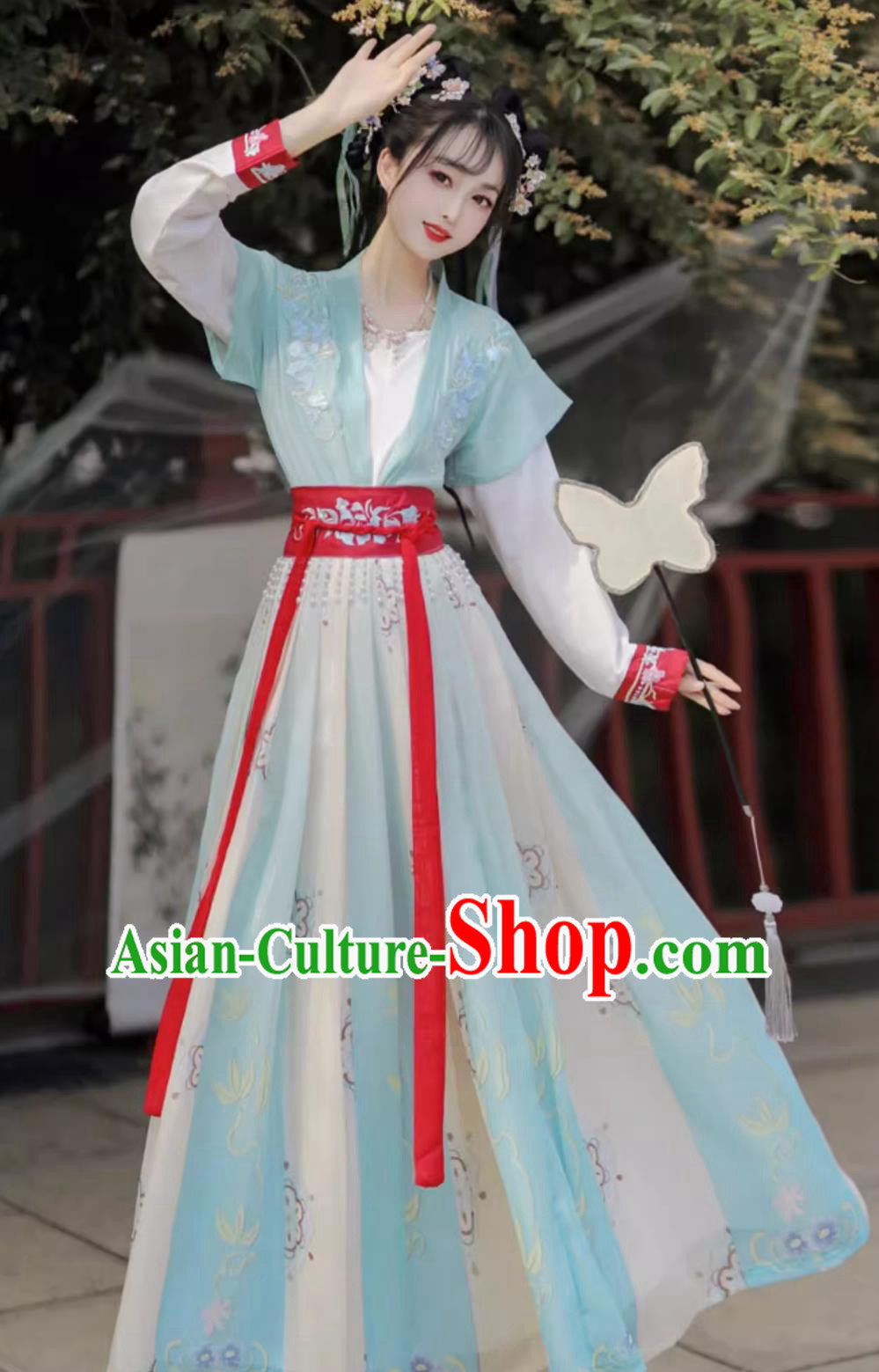 Traditional Chinese Tang Dynasty Young Woman Clothing Green Hanfu Dress Ancient China Princess Costume