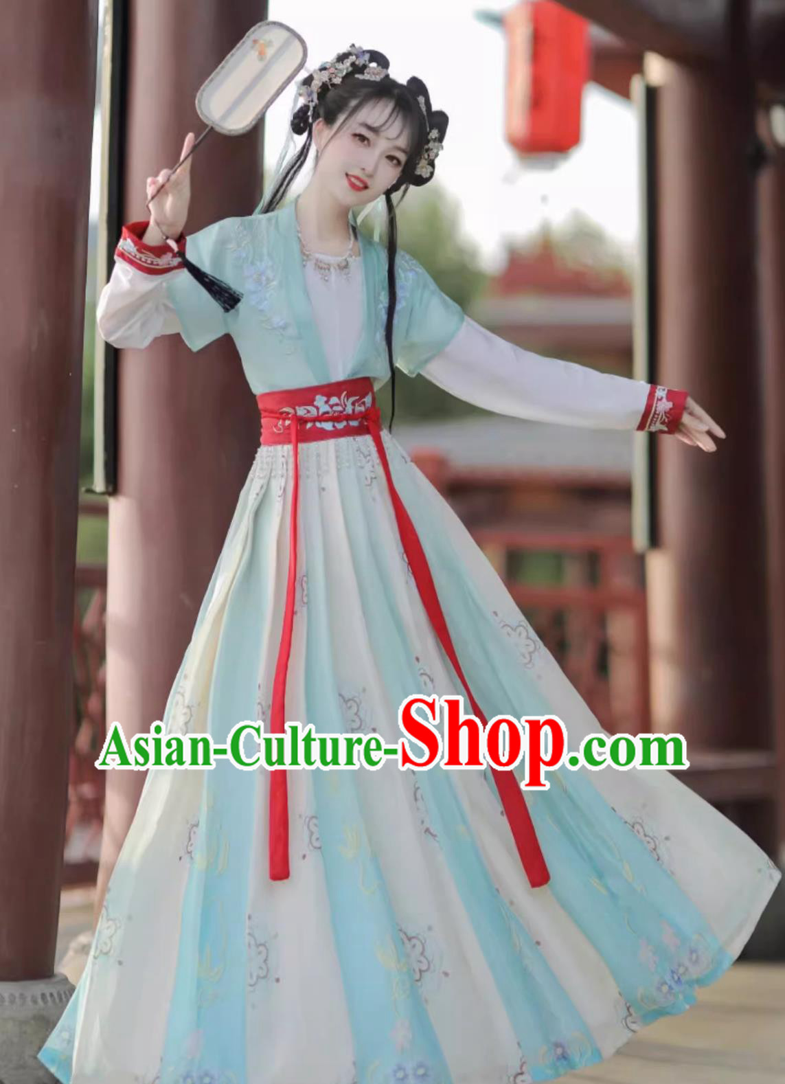 Traditional Chinese Tang Dynasty Young Woman Clothing Green Hanfu Dress Ancient China Princess Costume