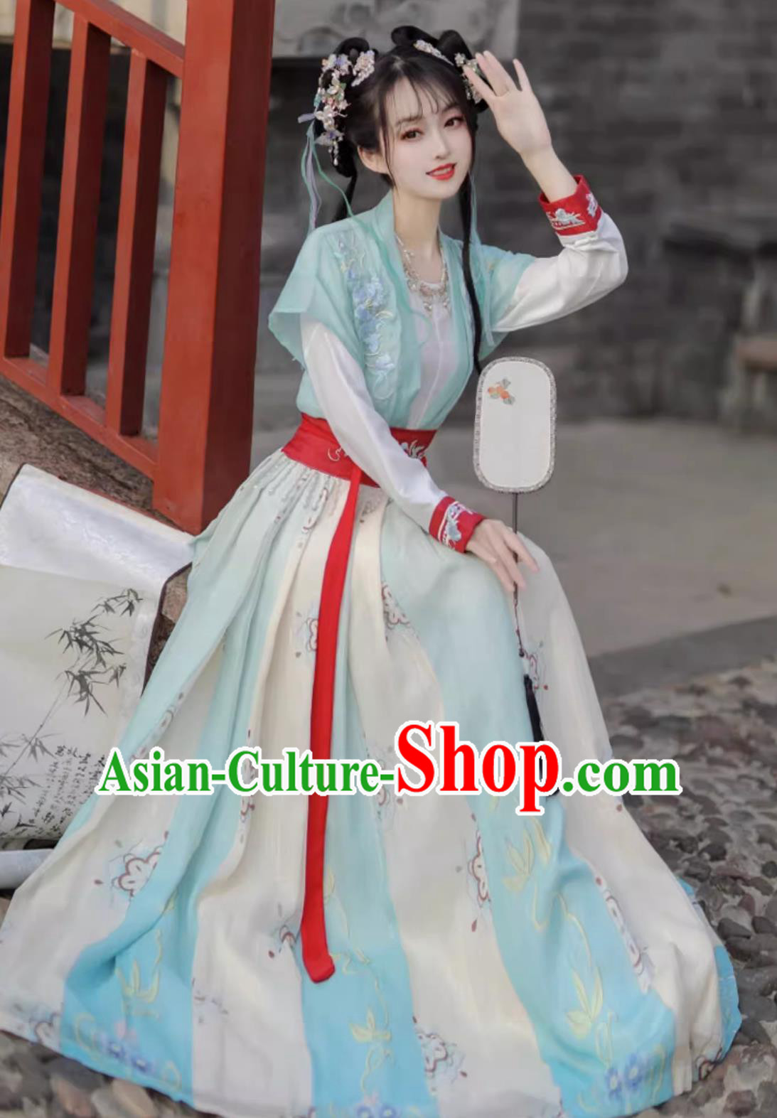Traditional Chinese Tang Dynasty Young Woman Clothing Green Hanfu Dress Ancient China Princess Costume