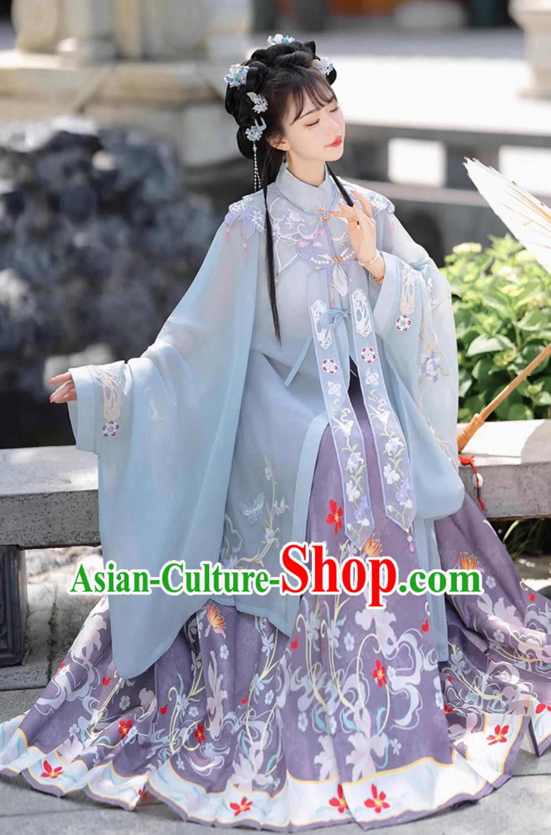Ancient China Princess Costume Traditional Chinese Ming Dynasty Court Woman Clothing Blue Hanfu Dress