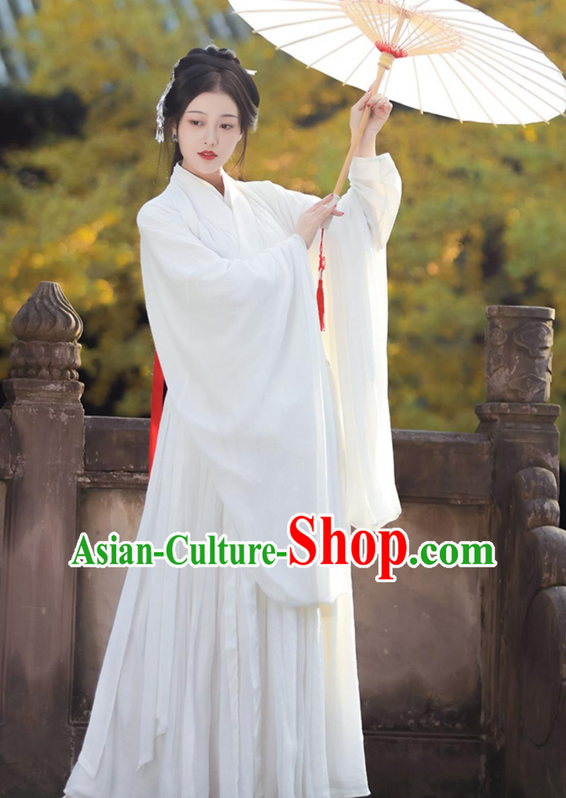 Chinese Traditional White Hanfu Dress Ancient China Fairy Costume Jin Dynasty Princess Clothing Complete Set