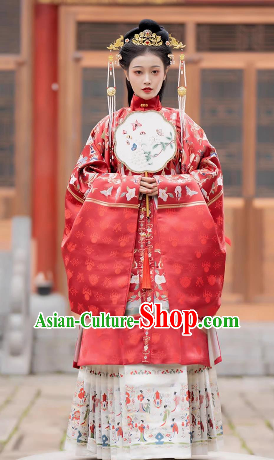 Chinese Ming Dynasty Empress Clothing Traditional White Hanfu Blouse and Mamian Skirt Ancient China Court Woman Costume Complete Set