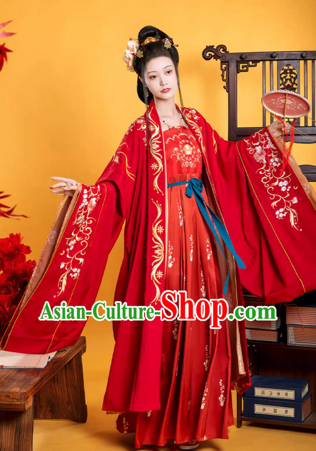 Ancient China Princess Costume Chinese Tang Dynasty Bride Clothing Traditional Wedding Red Hanfu Dress