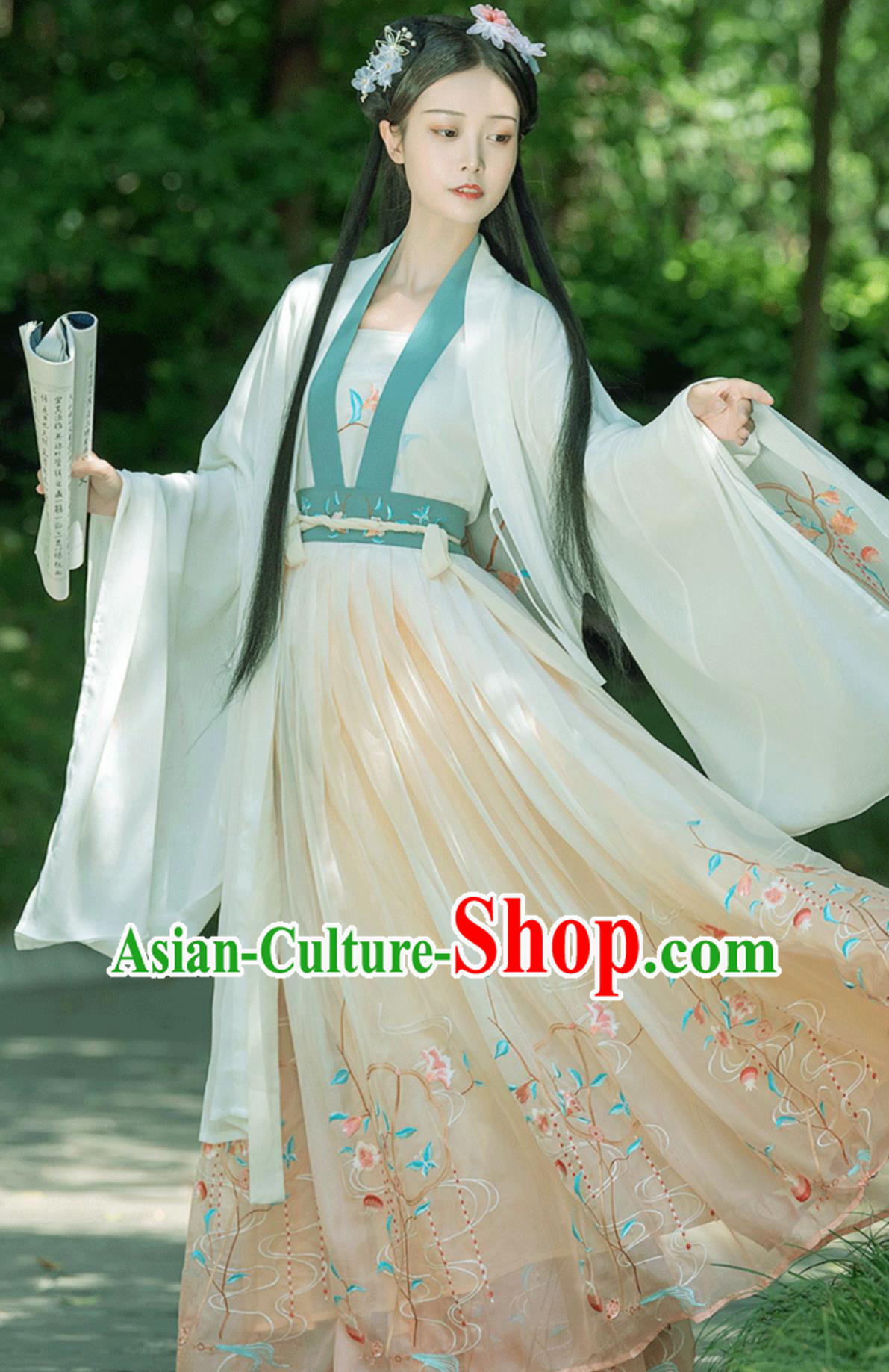 Chinese Traditional Hanfu Dress Song Dynasty Young Woman Clothing Ancient China Embroidered Costumes Complete Set