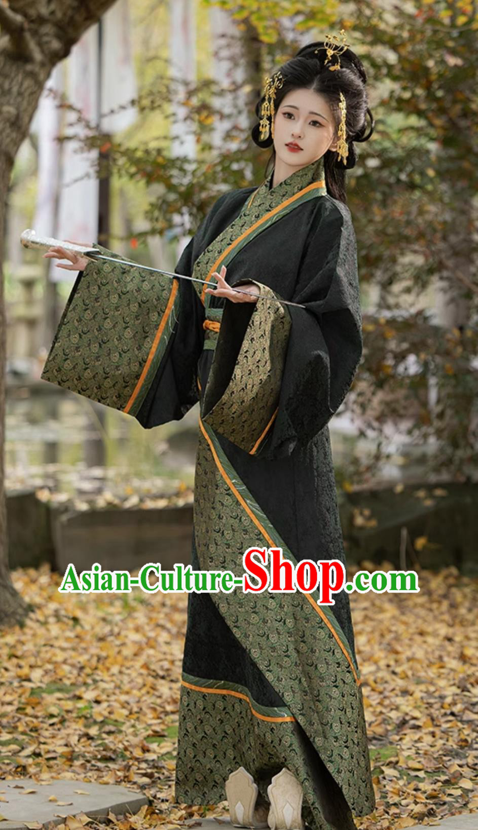 Chinese Warring States Robe Traditional Black Hanfu Dress Ancient China Royal Princess Costume