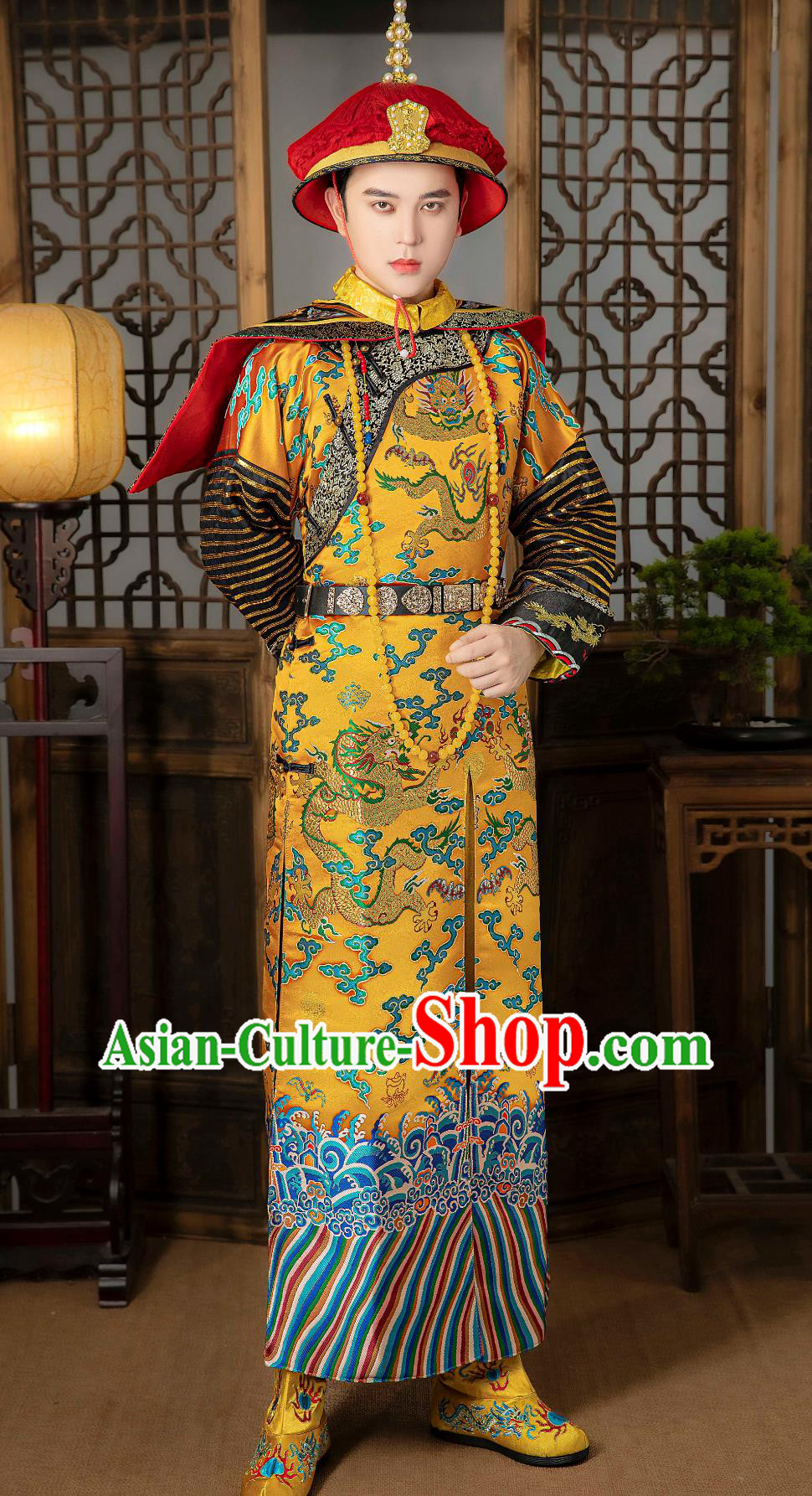 Chinese Traditional Imperial Robe Qing Dynasty Emperor Clothing Ancient China Majesty Costume