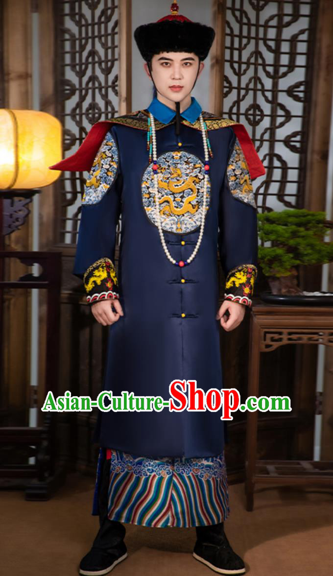 Ancient China Royal Prince Costume Chinese Traditional Official Robe Qing Dynasty Lord Clothing