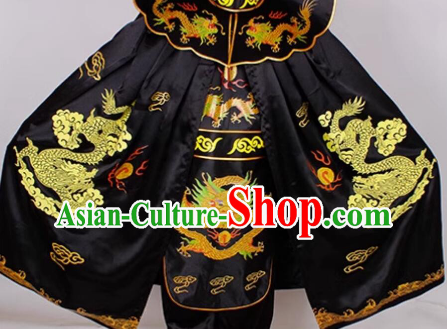 Sichuan Opera Bian Lian Printed Cloak Chinese Traditional Face Changing Costume Black Cape