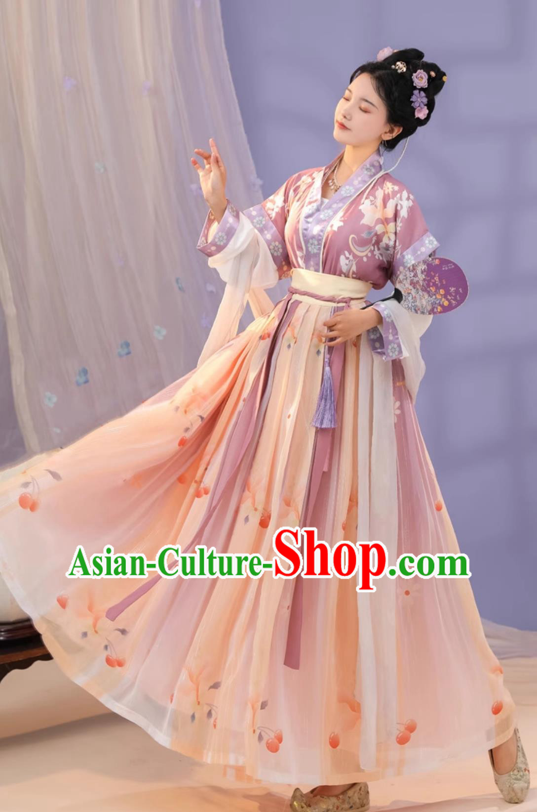 Chinese Tang Dynasty Young Lady Clothing Ancient China Princess Costume Traditional Purple Hanfu Dress