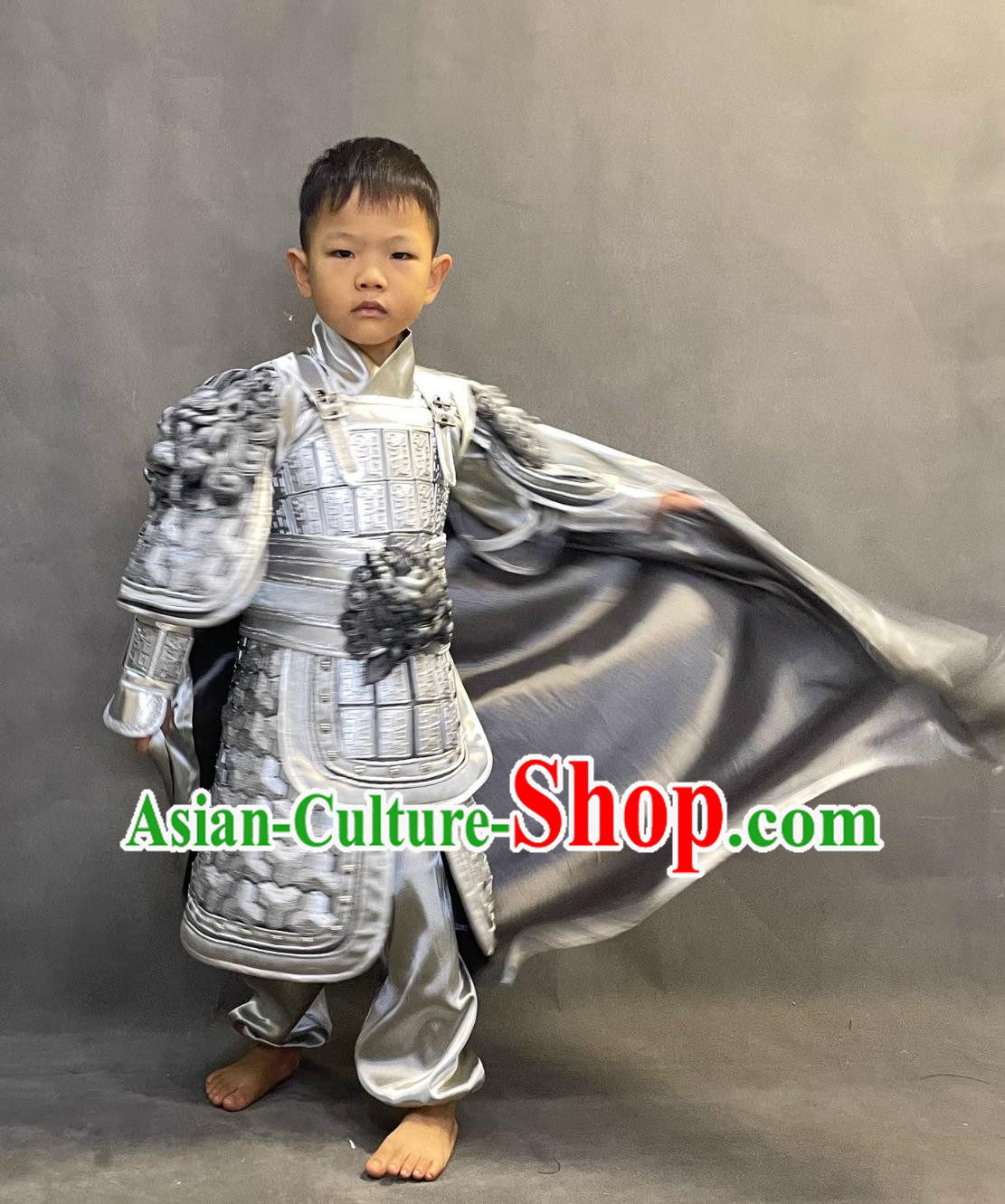 Romance of the Three Kingdoms Zhao Yun Clothing Ancient China General Armor Chinese Handsome Three Kingdoms Period Zhao Zi Long Costume for Kids