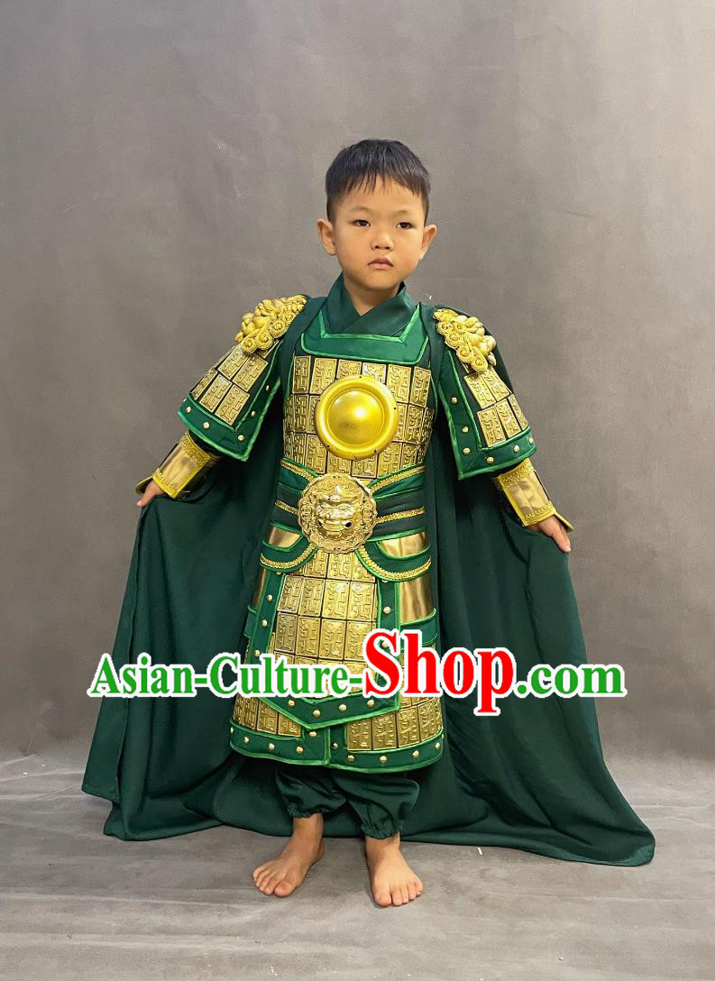 Romance of the Three Kingdoms Guan Yu Clothing Ancient China General Armor Chinese Handsome Three Kingdoms Period Gwan Gong Costume for Kids