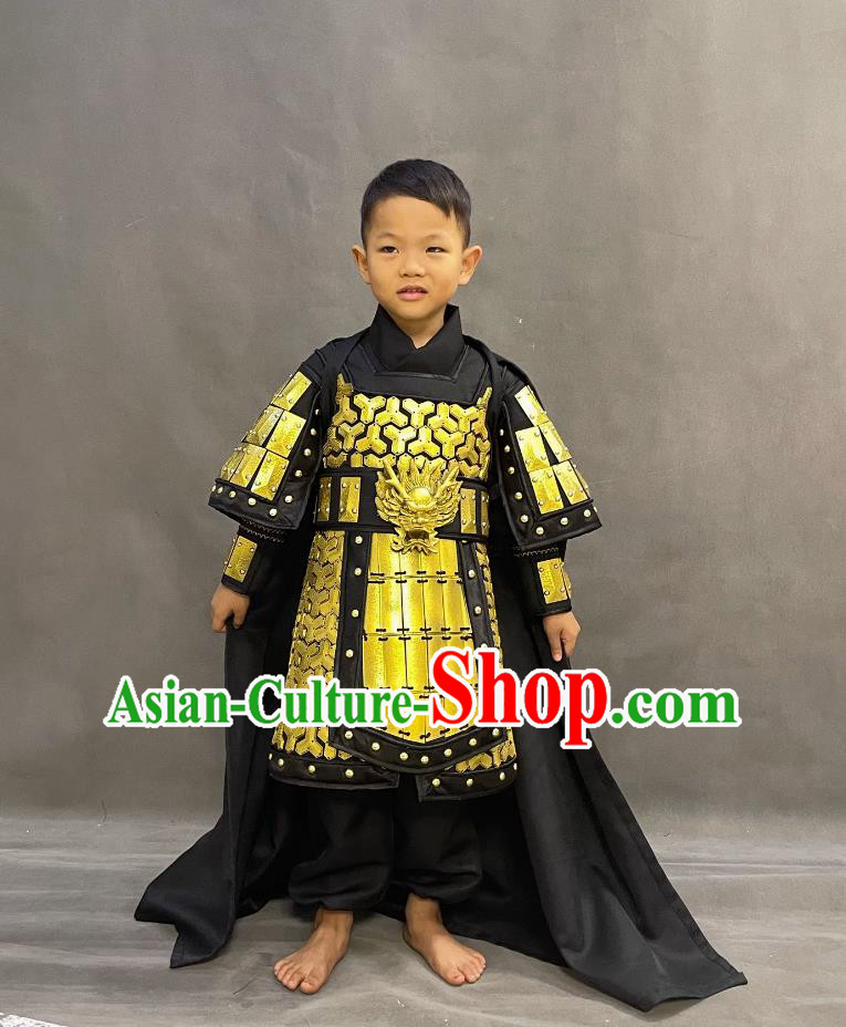 Ancient China General Armor Traditional Armour Chinese Qin Dynasty Warrior Costume for Kids