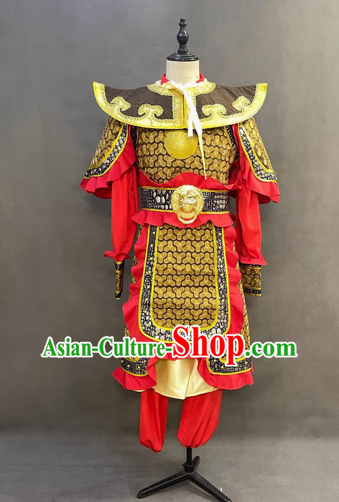 Chinese Song Dynasty Hero Costume Ancient China General Clothing Traditional TV Drama Yue Fei Red Armor