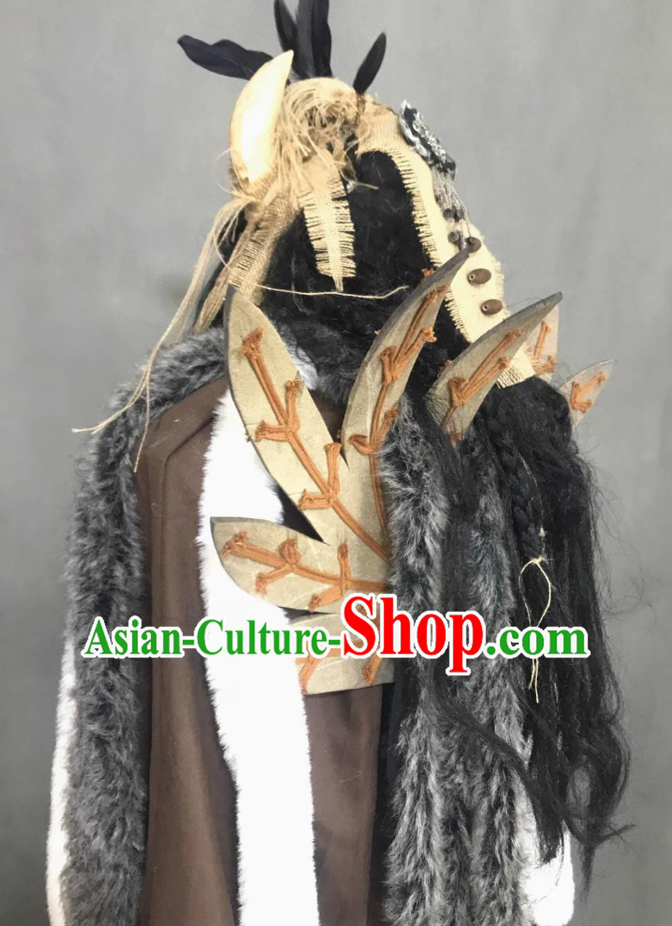 Traditional Chinese Hanfu Cosplay Tribal Chief Chi You Costume Ancient China Swordsman Clothing