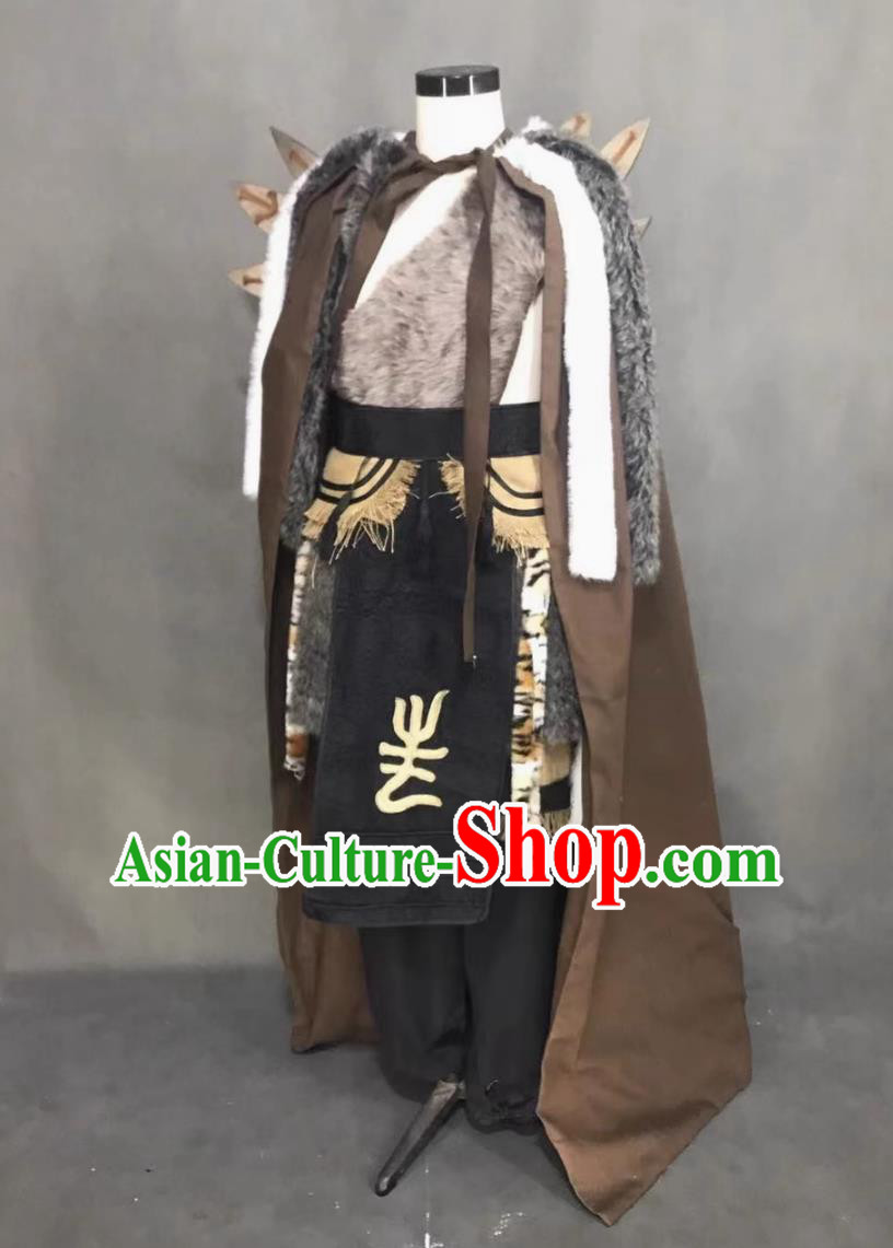 Traditional Chinese Hanfu Cosplay Tribal Chief Chi You Costume Ancient China Swordsman Clothing